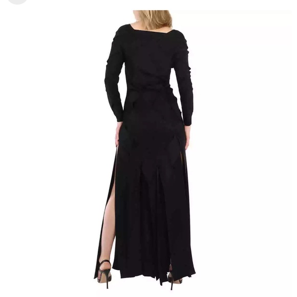 Ladies Black Anatori Long-sleeve Panelled Knit Gown, Size small - Picture 5 of 15
